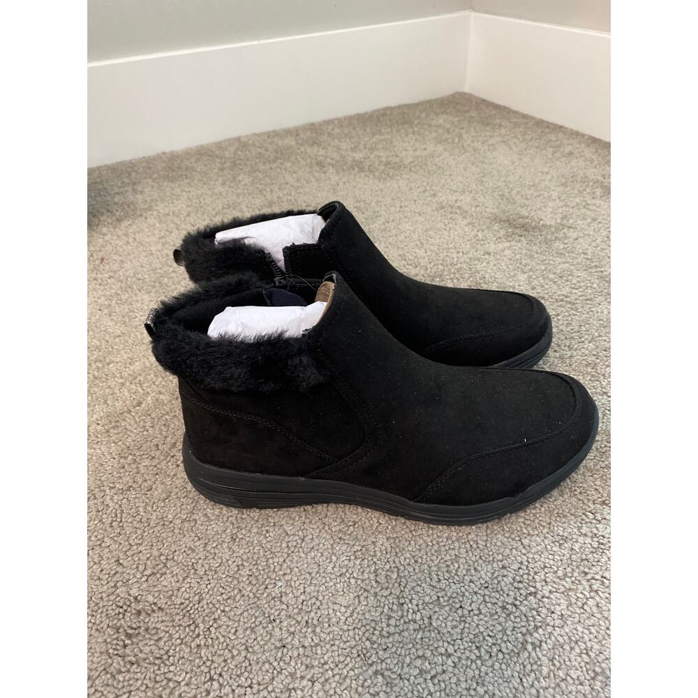 New Ryka Women's‎ Faux Fur Suede Bootie, Black Size 6.5